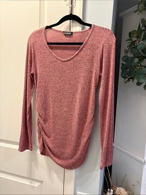 Avenue Dusty Rose Long-Sleeve Scoop Neck Top maternity